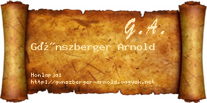 Günszberger Arnold névjegykártya